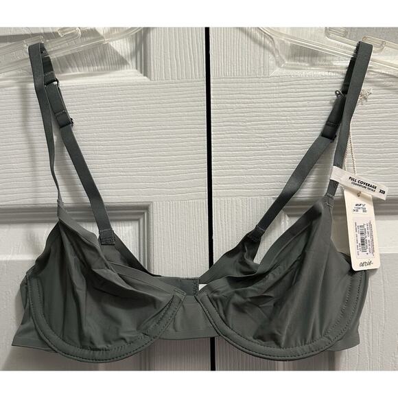 Aerie Smoothez Full Coverage Dark Green Mesh Bralette Size 32B NEW - Picture 1 of 4